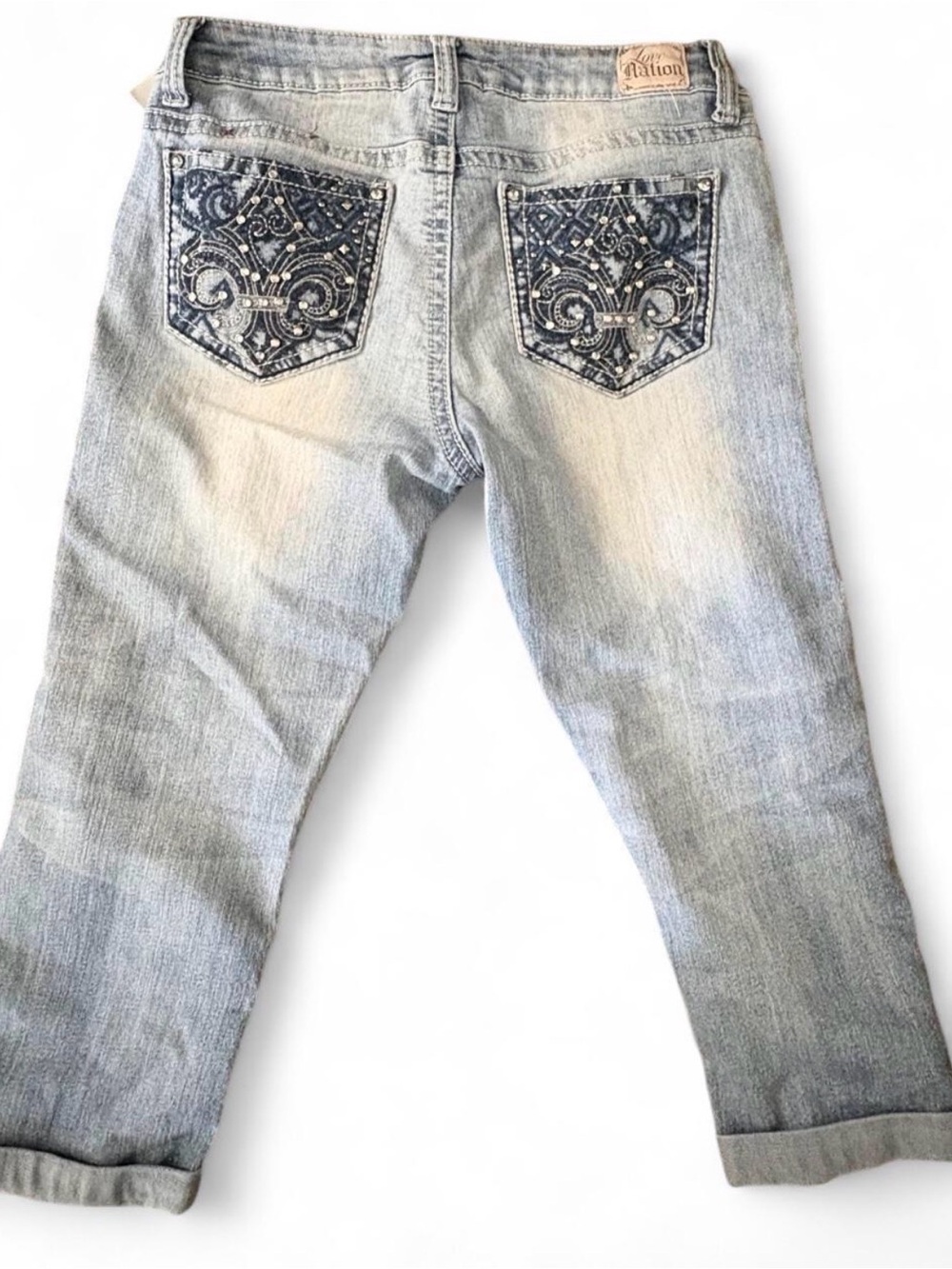 Love Nation Light Blue Embellished Pocket Capris